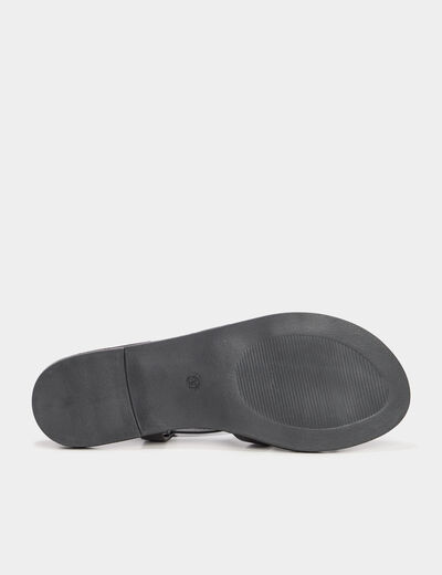 Sandales plates multibrides noir femme