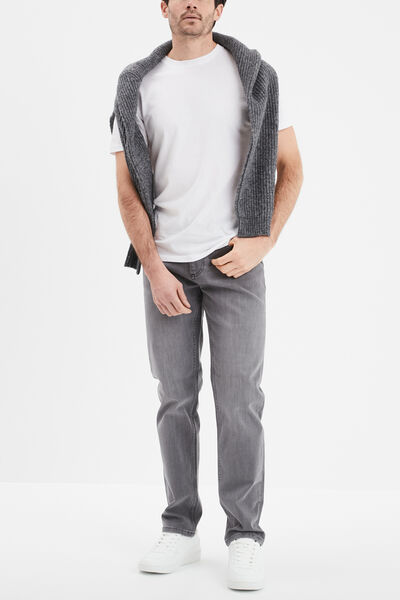 Jeans regular 5 poches denim gris homme