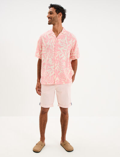 Bermuda short chino straight stretch rose pastel homme