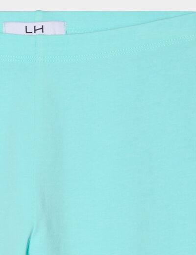 Legging 3/4 coton taille élastiquée bleu turquoise fille