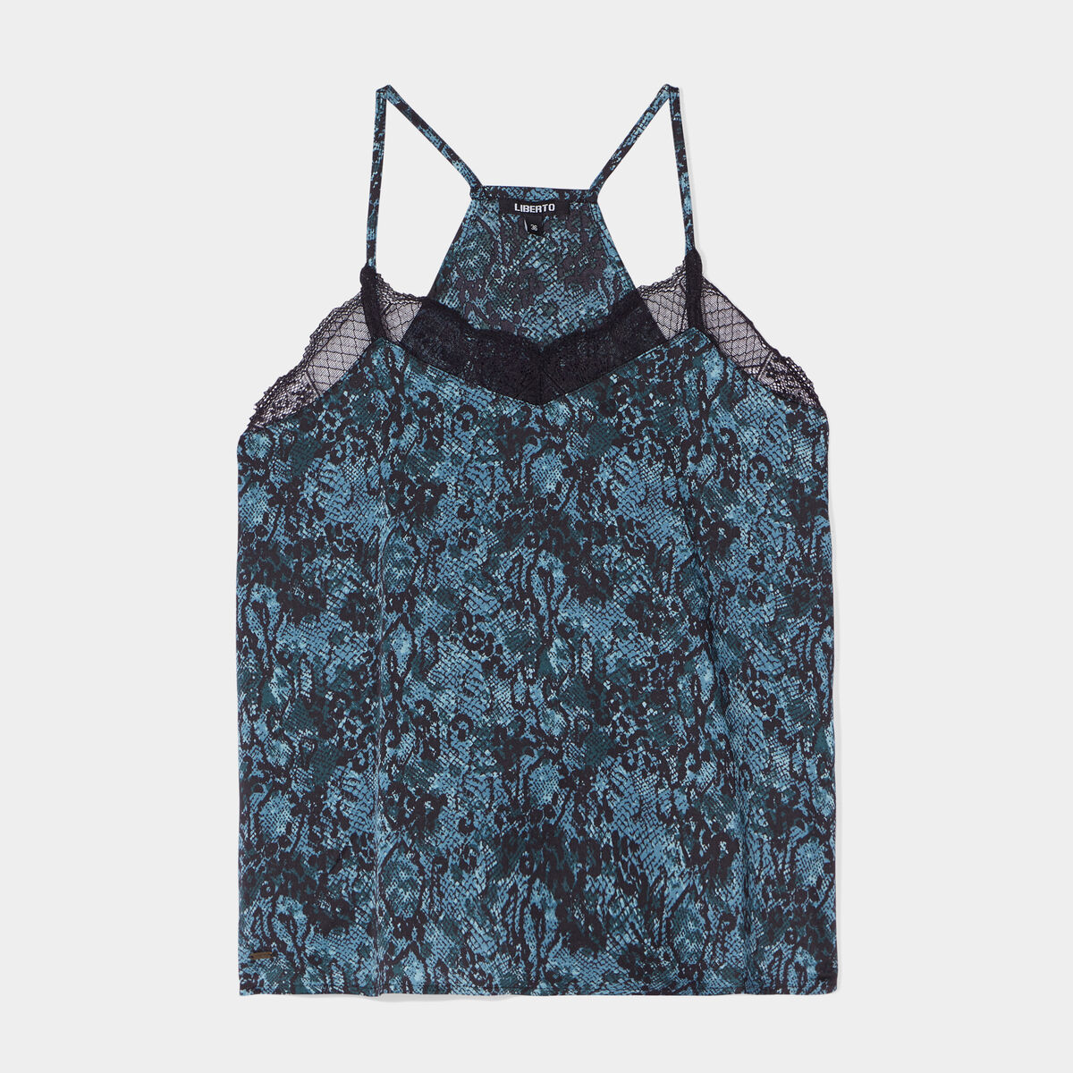Caraco satin avec dentelle Liberto bleu canard femme