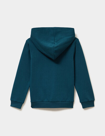 Sweat zipp&eacute; &agrave; capuche en molleton bleu canard gar&ccedil;on