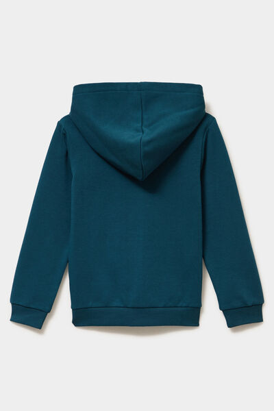 Sweat zipp&eacute; &agrave; capuche en molleton bleu canard gar&ccedil;on