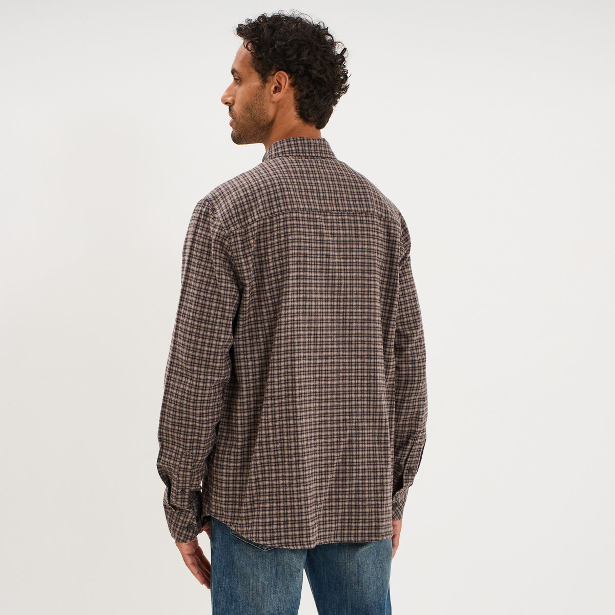 Chemise manches longues coton taupe homme