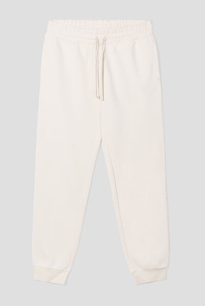 Jogging droit molleton ecru homme