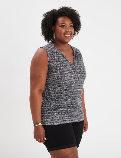 Débardeur ajusté col en V ecru femme grande taille