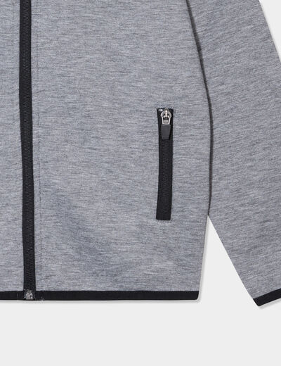 Sweat zipp&eacute; &agrave; capuche gris clair gar&ccedil;on