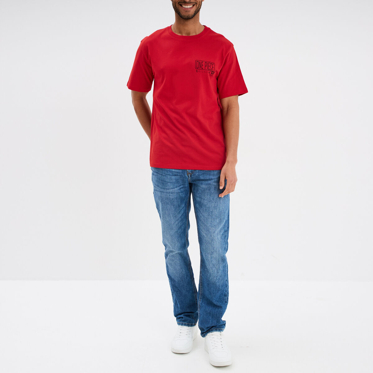 T-shirt manches courtes coton One Piece rouge homme