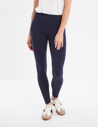 Legging long taille haute bleu marine femme