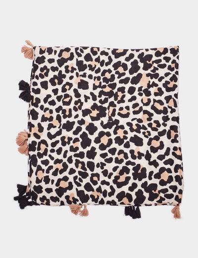 Foulard motif panthère sable femme