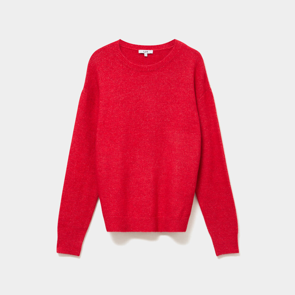 Pull col rond manches longues rouge femme