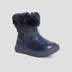 Bottines fausse fourrure et paillettes bleu marine b&eacute;b&eacute; fille