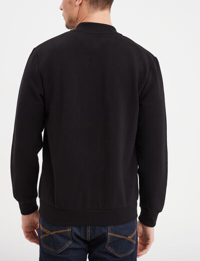 Gilet reli&eacute;f&eacute; manches longues zipp&eacute; noir homme