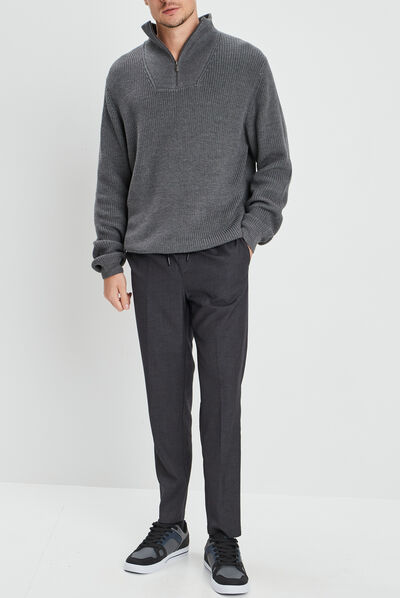Pantalon droit à coulisse gris foncé homme