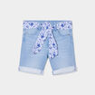 Bermuda en jean ajusté ceinture foulard denim double stone fille