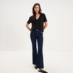 T-shirt fluide col en V manches courtes noir femme