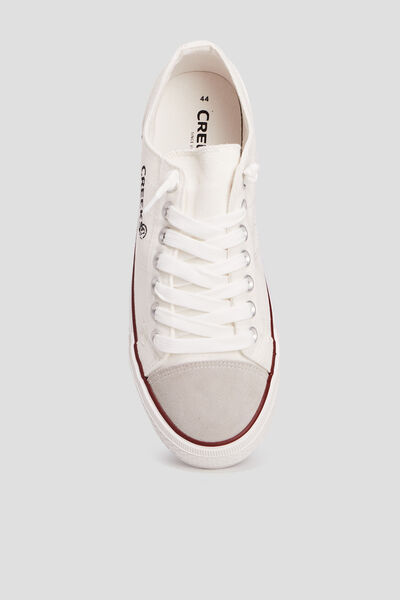 Tennis basses en toile &agrave; lacets blanc homme