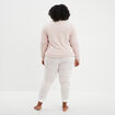 Ensemble pyjama effet velours 2 pièces rose clair femme grande taille