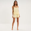 Haut de pyjama d&eacute;bardeur gaze de coton jaune clair femme