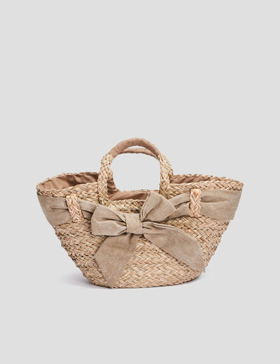 Sac panier tressé ecru femme