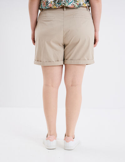 Short chino avec ceinture tressée beige femme grande taille