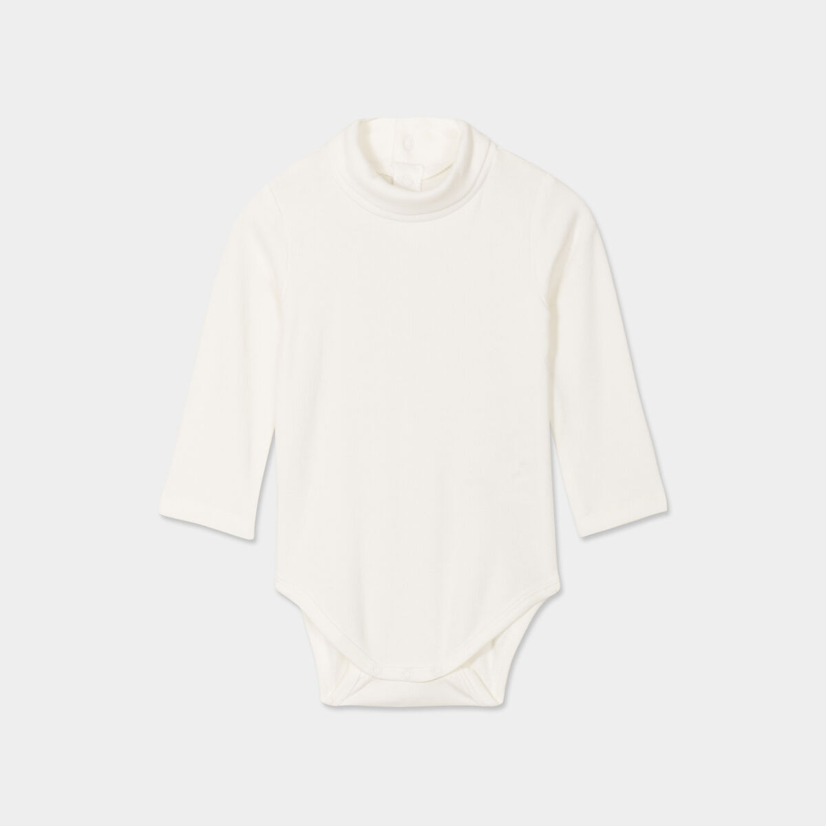 Body col roul&eacute; manches longues coton blanc b&eacute;b&eacute; gar&ccedil;on