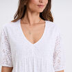 Robe broderie anglaise manches 3/4 blanc femme