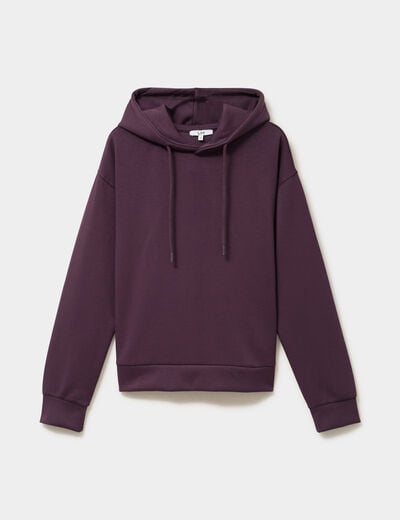Sweat hoodie manches longues &agrave; capuche violet fonc&eacute; femme