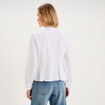 Blouse volants boutonn&eacute;e coton blanc femme