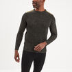 Pull col rond manches longues Liberto vert kaki homme