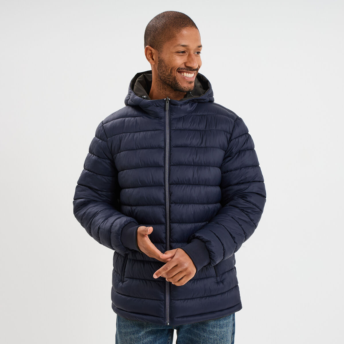 Blouson r&eacute;versible &agrave; capuche zipp&eacute; vert kaki homme