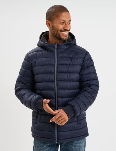 Blouson r&eacute;versible &agrave; capuche zipp&eacute; vert kaki homme