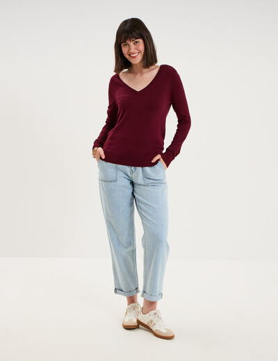 Jean paperbag cropped taille &eacute;lastiqu&eacute;e denim triple stone femme