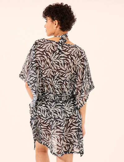 Robe de plage manches 3/4 noir femme