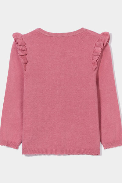 Gilet volants et bord festonné Kimbaloo vieux rose bébé fille