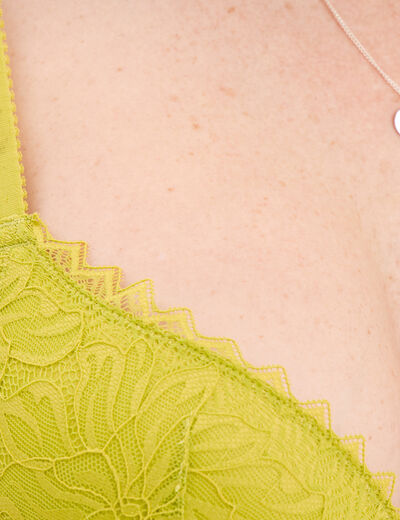 Soutien-gorge push up dentelle jaune fluo femme