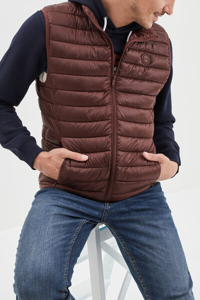 Doudoune légère zippée sans manches bordeaux homme