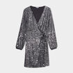 Robe &agrave; sequins portefeuille gris argent femme grande taille