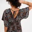 Robe fluide longue col et dos en V noir femme