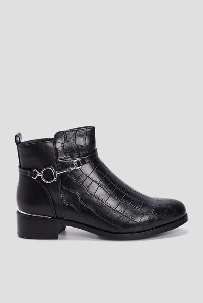 Bottines plates zippées noir femme