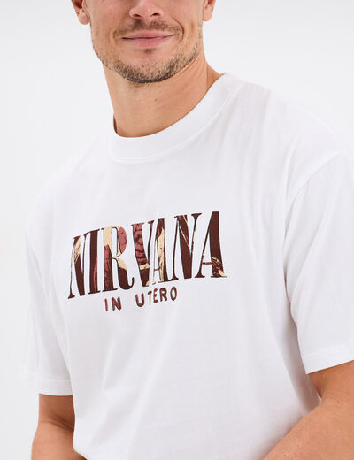 T-shirt manches courtes coton Nirvana blanc homme