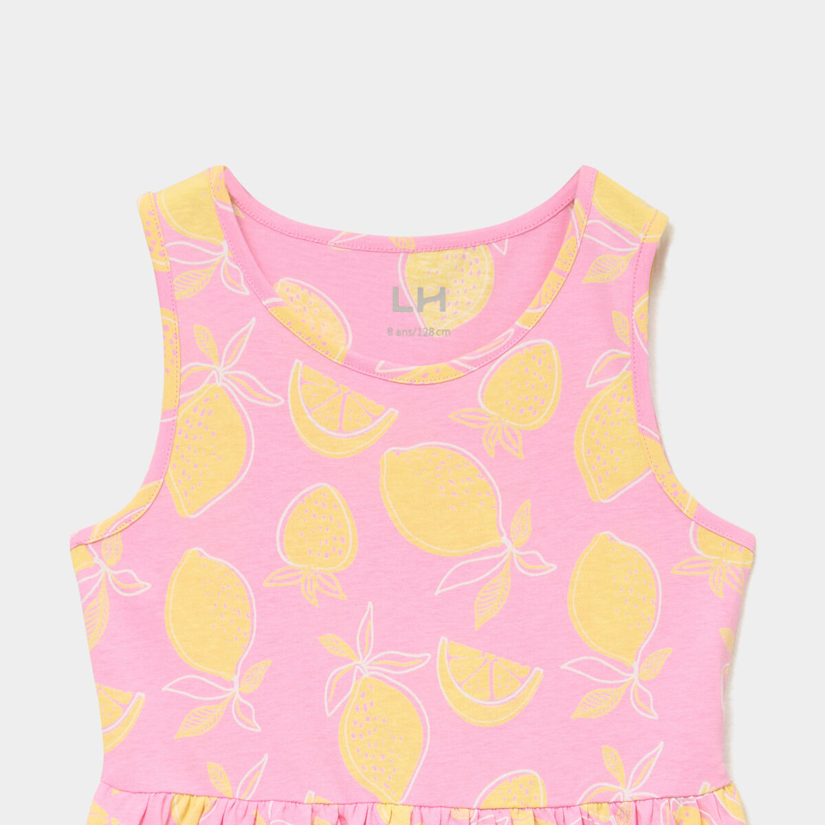 Robe patineuse sans manches coton rose fille