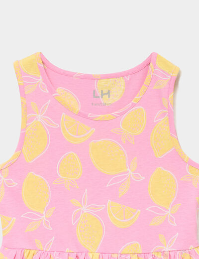 Robe patineuse sans manches coton rose fille