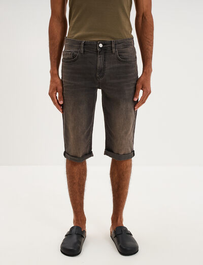 Bermuda short en jean regular denim noir homme