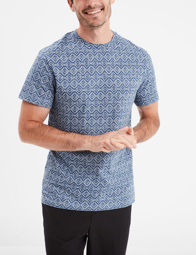 T-shirt manches courtes col rond bleu marine homme