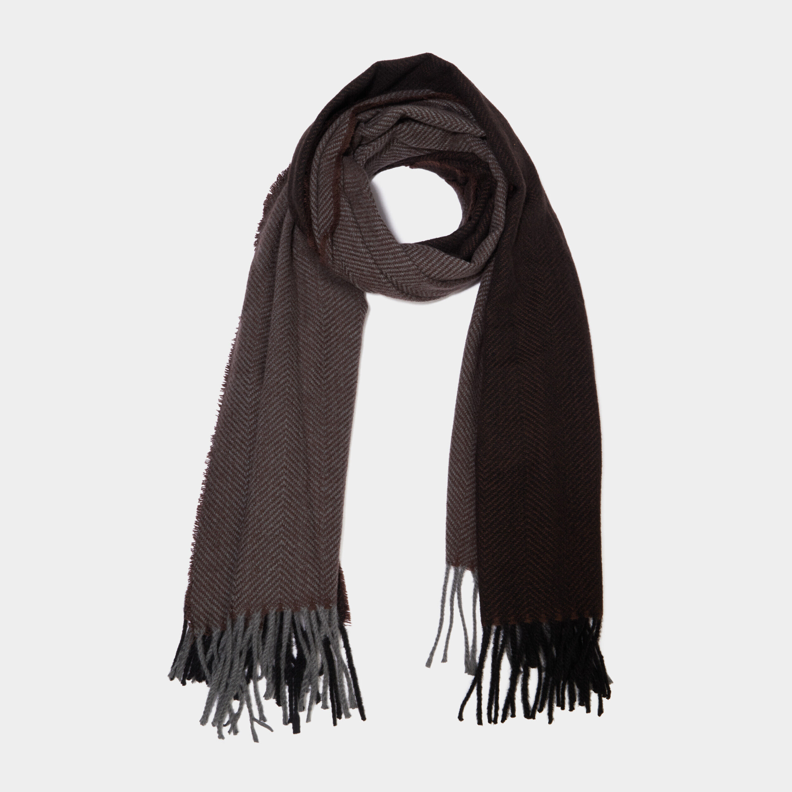Écharpe à franges marron foncé homme LH
