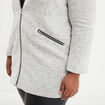 Manteau mi-long droit zippé col mao gris clair femme grande taille