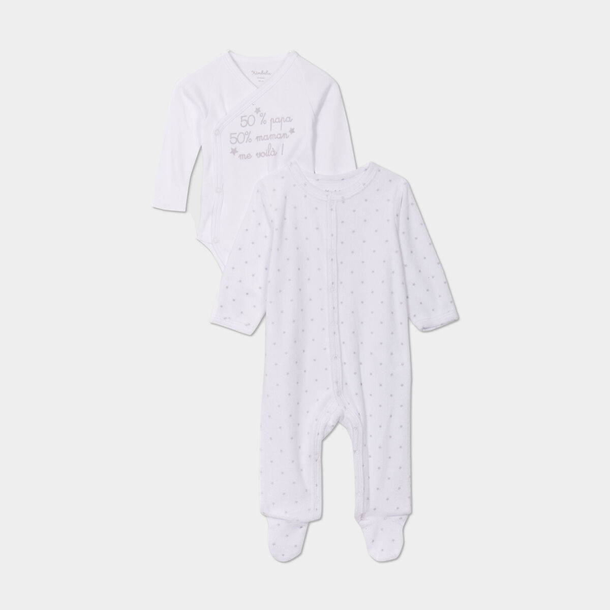 Ensemble pyjama et body effet velours blanc bébé garçon