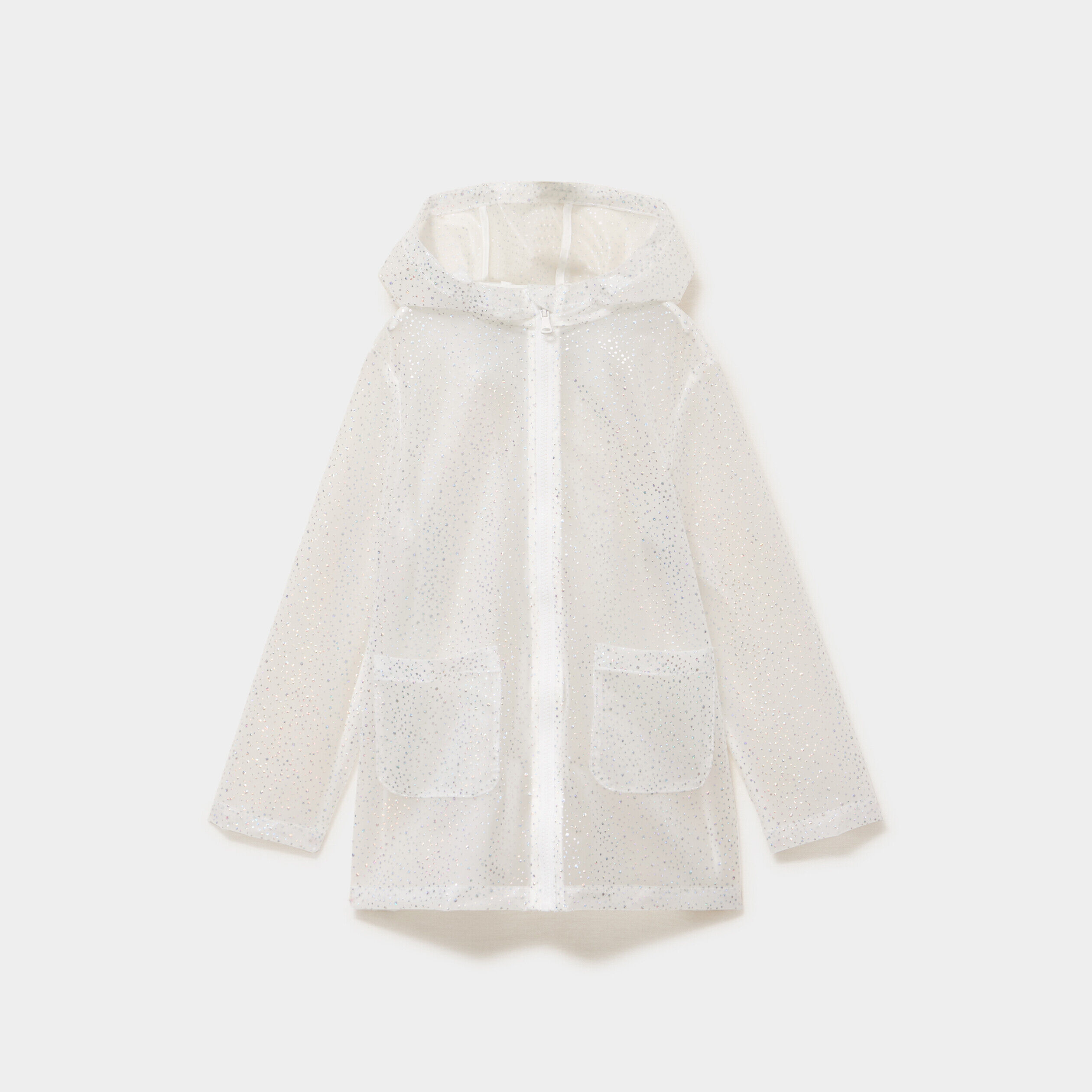 Parka coupe-vent déperlante à strass ivoire fille