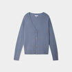 Gilet col en V boutonné bleu gris femme